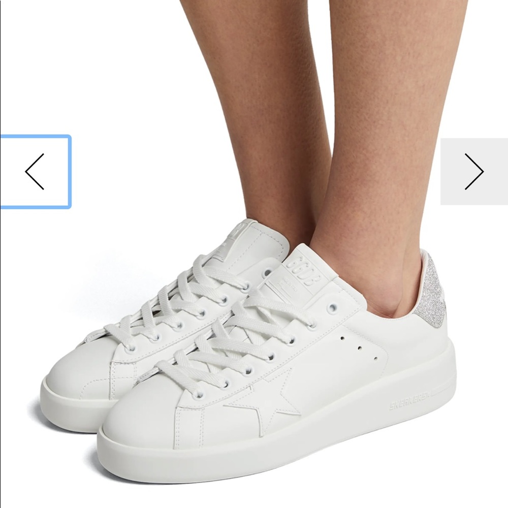 Golden goose pure white silver sneakers 38